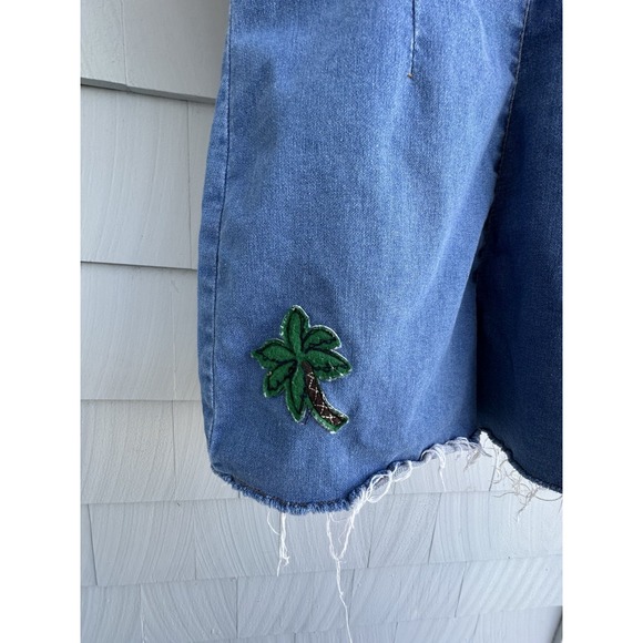 FARM Rio Denim Patch Romper (XS/P) –‎ Rare – Needs Crotch Repair – Raw Hem - Picture 14 of 14